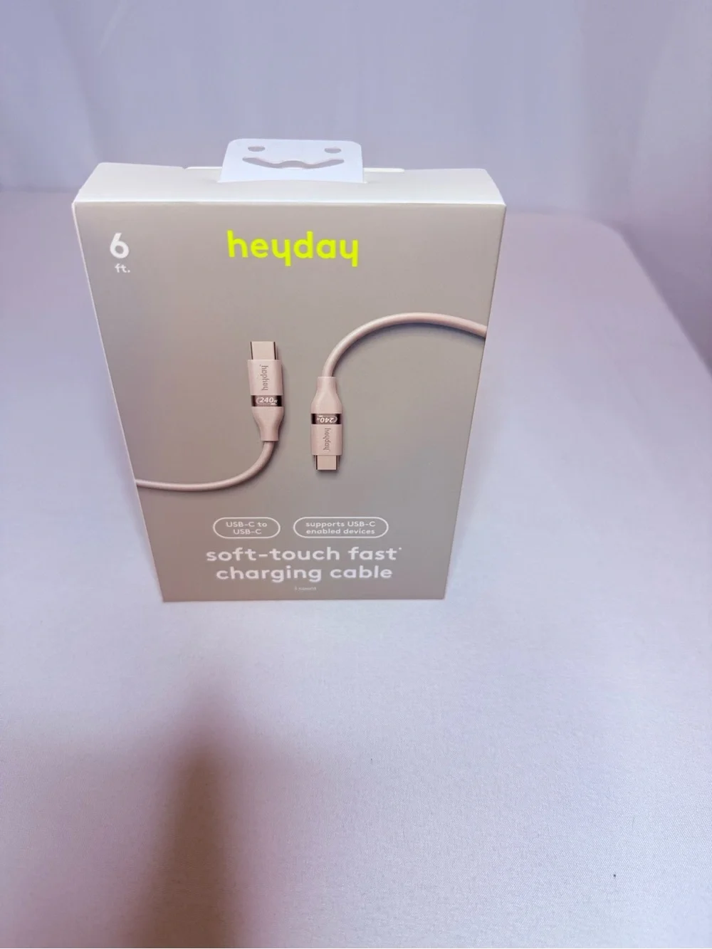 Heyday 6ft USB-C to USB-C Fast Charging Cable 240W PD Soft Touch NIB